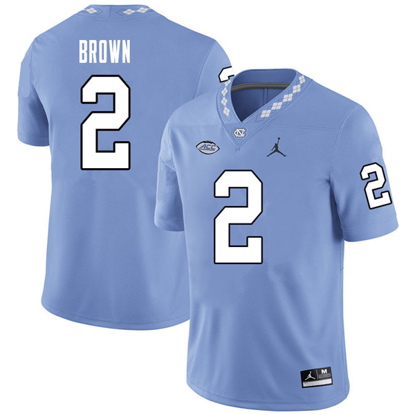 Jordan Brand Men #2 Jordon Brown North Carolina Tar Heels College Football Jerseys Sale-Carolina Blu